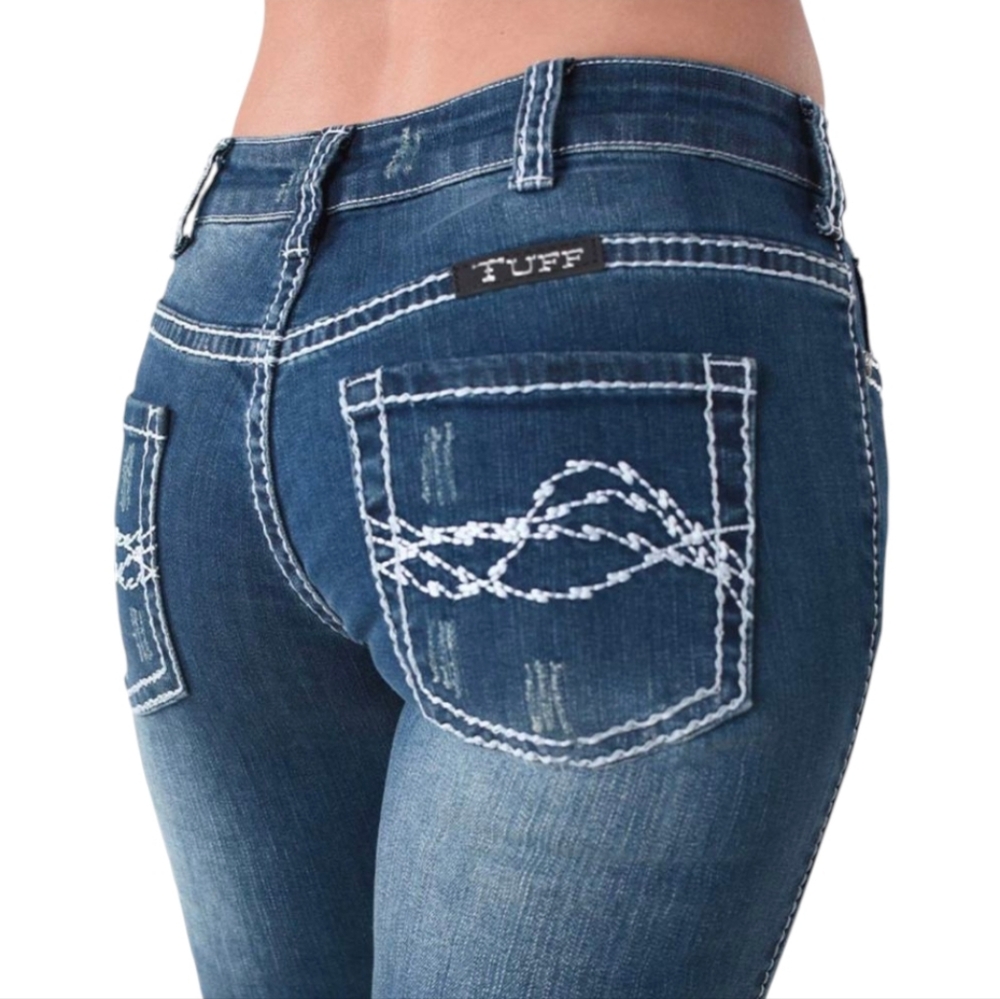 COWGIRL TUFF "Edgy" bootcut med wash rodeo jeans Style #JEDGYJ sz 26x33L EUC - Picture 6 of 16